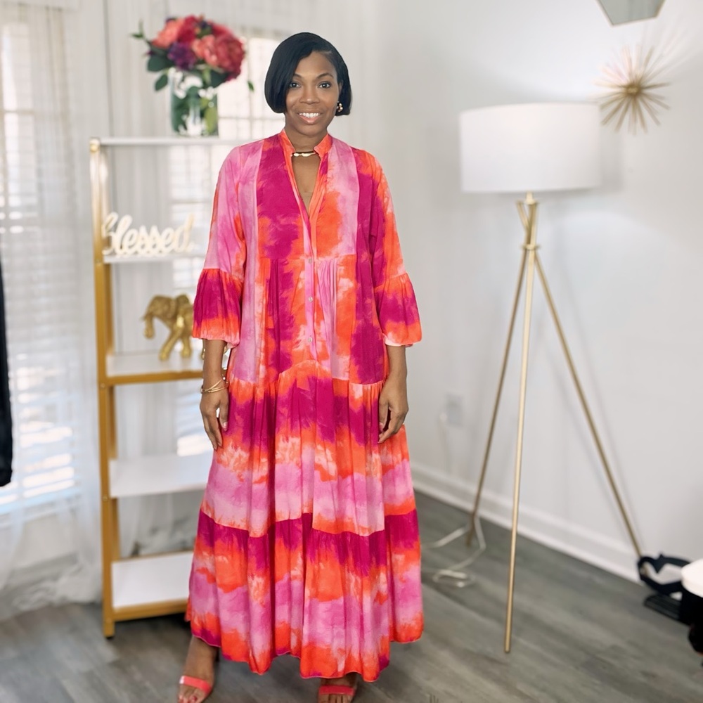 BOHEMIAN STYLE TYE DYE MAXI DRESS